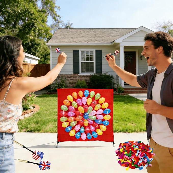 Balloon Dart Board, Carnival Fair Balloon Pop Game, Balloon Dart Game Board Set with 2 Darts & 500 Balloons, Classic Target Game for Birthday Parties, Carnivals