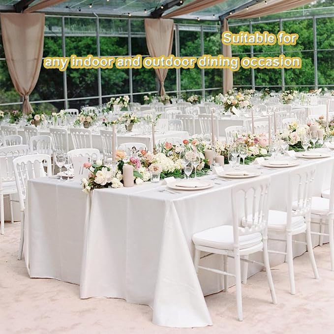 12 Pack White Table Cloth Rectangle Table 60 x 102 Inch Tablecloth for 6ft Tables, Stain and Wrinkle Resistant Polyester Washable Fabric Tablecloth for Wedding Banquet, Restaurant, Parties