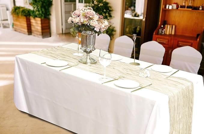 8 Pack Ivory Cheesecloth Table Runner 10Ft Gauze Cheese Cloth Table Runner 35x 120Inch Romantic Boho Table Runners for Wedding Birthday Party Bridal Baby Shower Engagement Anniversary Table Decoration
