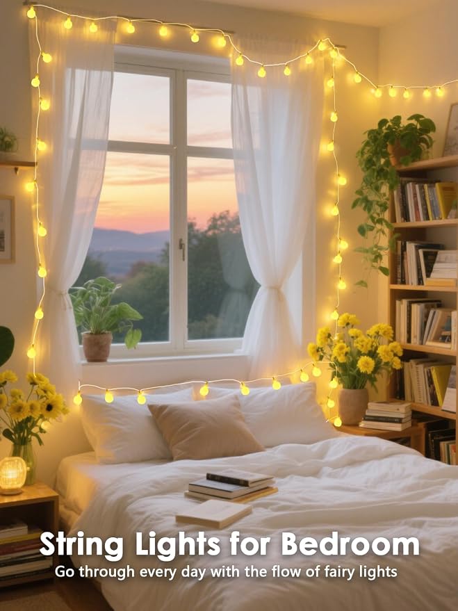 2-Pack Connectable Globe String Lights | Total 152FT 400LED Warm White Classroom String Lights Plug in with Remote | 8 Modes Hanging Fairy Light for Classroom Indoor Outdoor Bedroom Tree Decor