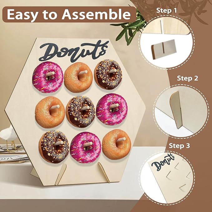 6 Pack Donut Stand Set Donut Wall Display Stand for Party Wooden Doughnut Board Holder for Dessert Table Baby Shower Wedding Birthday