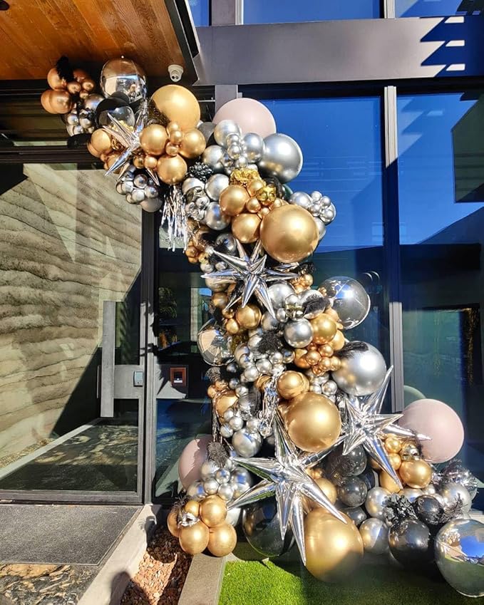Gold Balloons Different Size 18 12 10 5in Chrome Metallic Gold Balloon Garland Arch Kit Glue Point Curlling Ribbon Strip Tying Tool For Birthday Baby Shower Wedding Graduation Party Decoration