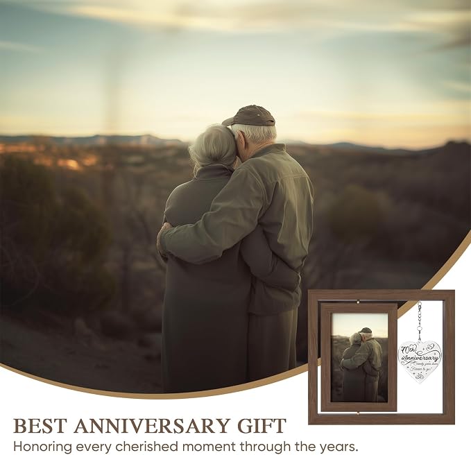 70 Year Anniversary Picture Frame Gifts, Best 70th Anniversary Wedding Gifts for Couple Parents Husband Wife Him Her Men Women, Personalized Forty Year Fortieth Anniversary Wood Gift Decorations