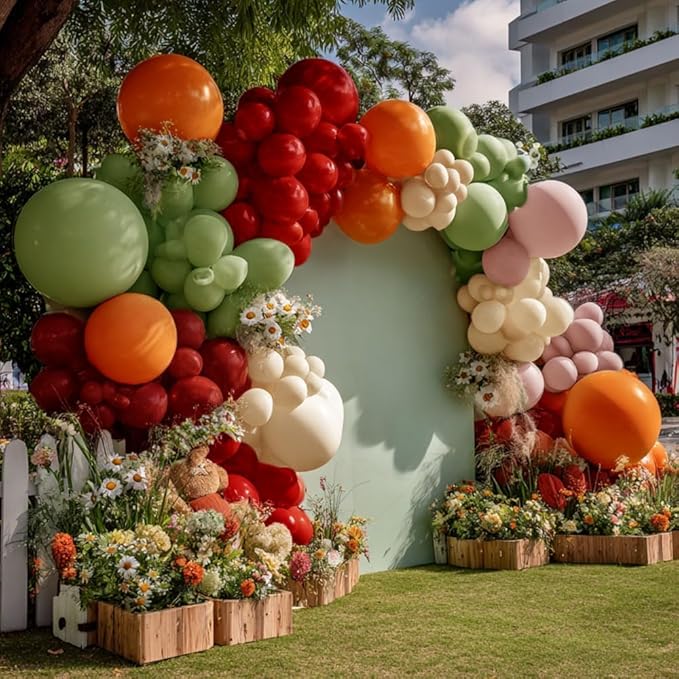 Sage Green Orange Red Balloons Double Stuffed Fall Balloon Burnt Orange Pink Balloons Burgundy Sand White Balloon for Birthday Baby Shower Wedding Bridal Shower Party Decorations