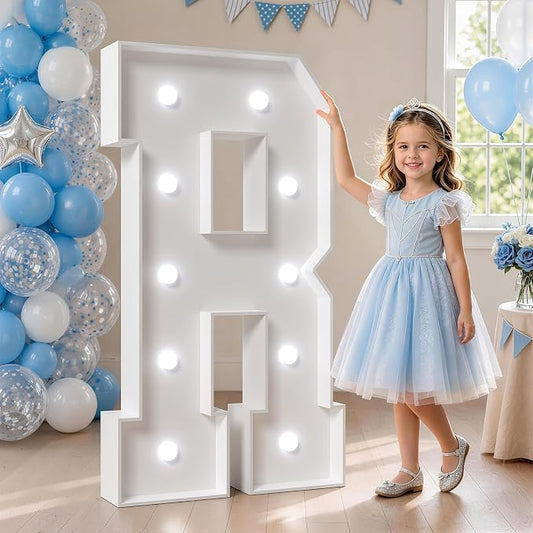 Marquee Letters - Cool Light Marquee, Large Letters R for Birthday, Anniversary & Wedding Decor (DIY Kit) 25pcs Accessory Set