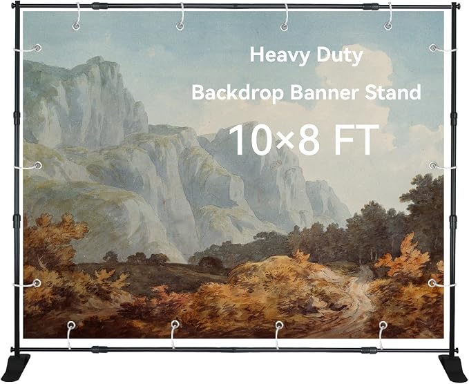 WEWLINE 10×8 ft Adjustable Backdrop Banner Stand, Metal Photo Backdrop Stand, Heavy Duty Step and Repeat Background Stand for Wedding, Party, Decoration and Trade Show