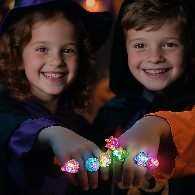 200 PCS Glow Rings Bulk Party Supplies(6 color), Light Up Rings for Kids & Adults, Glow in The Dark Party Favors, Halloween, Rave, LED Jelly Ring for Goodie Bags Stuffers, Glow Jewelry for Boys Girls