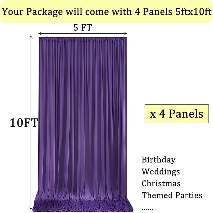 20ft x 10ft Wrinkle Free Purple Backdrop Curtains for Parties, Thick Polyester Backdrop Drapes 20x10ft for Mermaid Birthday Background Baby Shower Home Decor