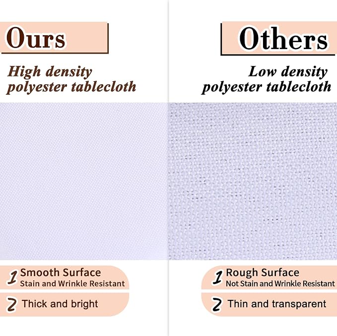 Kesfey 6 Packs Round Tablecloth 108 Inches White Polyester Table Cloths Stain and Wrinkle Resistant Tablecloths for Round Tables Washable Circle Fabric Tablecovers for Wedding Camping Banquet Parties