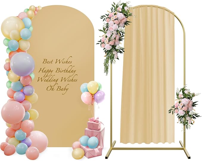 Metal Arch Balloon Arch Stand Set 4ft, Stand and Arch Cover with 100 Party Multi-Colored Balloons for Birthday, Wedding Ceremony, Bridal Baby Shower, Graduations, Garden Floral