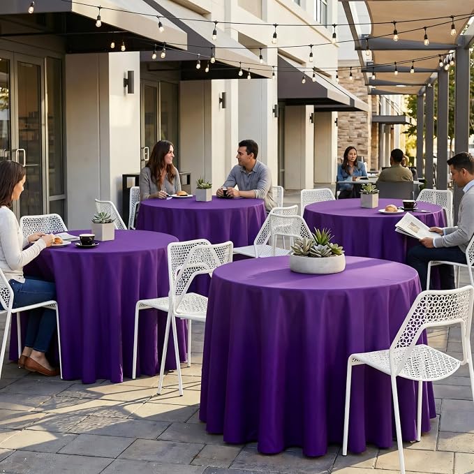 8 Pack Round Tablecloth 90 Inch Purple Tablecloth for Round Tables, Washable Polyester Table Cloth Stain and Wrinkle Resistant Decorative Table Cover for Wedding Party Dining Banquet