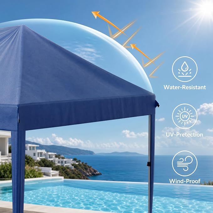 10x20 Pop Up Canopy with Sidewalls, Instant Tent with Carry Bag, Sandbags, Height Adjustable Waterproof Outdoor Canopy, Outdoor Canopy for Events, Camping, Parties (Blue)