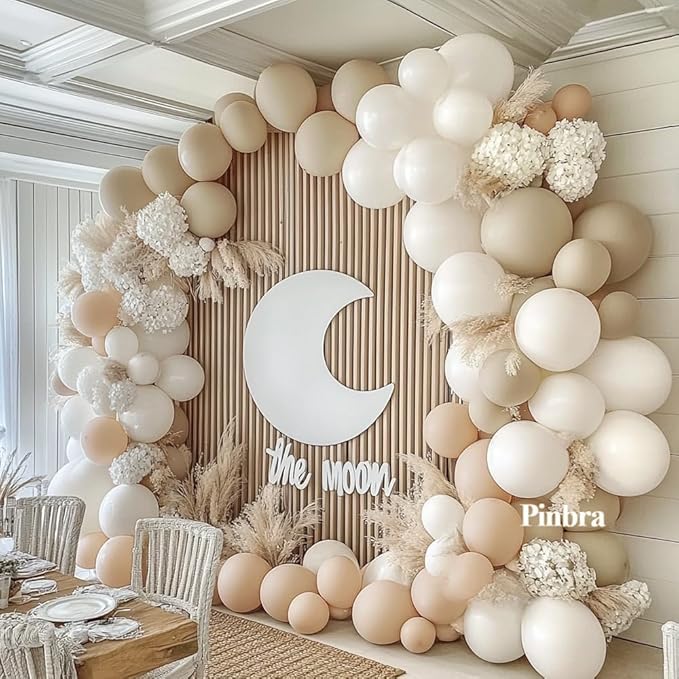 White Balloon Arch Double Stuffed White Sand Cream Beige Balloon Garland Kit Blush Nude Balloons for Neutral Baby Shower Gender Reveal Bridal Birthday Wedding Engagement Baptism Party Decorations