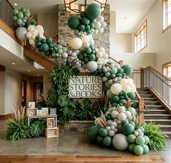 Pastel Green Balloon Garland Kit Different Sizes Double Stuffed Balloons Latex Sage Balloon Jungle Green Arch For Birthday Safari Baby Shower Gender Reveal Bridal Boho Party