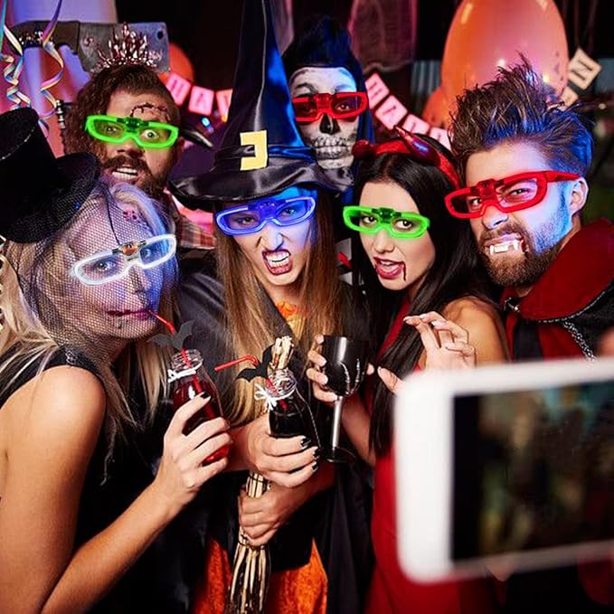 25 Packs LED Glasses Mardi Gras Party Supplies ,5 Neon Colors,3 Light Modes Light up Glow Sticks Glasses Toys Party Favors for kids Adults Fit world cup 2026 4th of July New Year Eve Graduations