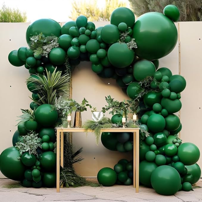 Dark Emerald Green Balloons Different Sizes Latex Double Stuffed Forest Hunter Green Balloon Arch Garland Kit for Birthday Baby Shower Graduation Wedding Bridal Shower Safari Graduation Party Decor