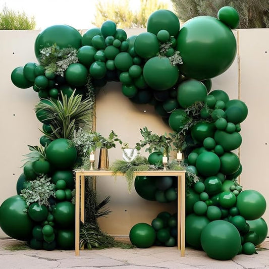 Dark Emerald Green Balloons Different Sizes Latex Double Stuffed Forest Hunter Green Balloon Arch Garland Kit for Birthday Baby Shower Graduation Wedding Bridal Shower Safari Graduation Party Decor