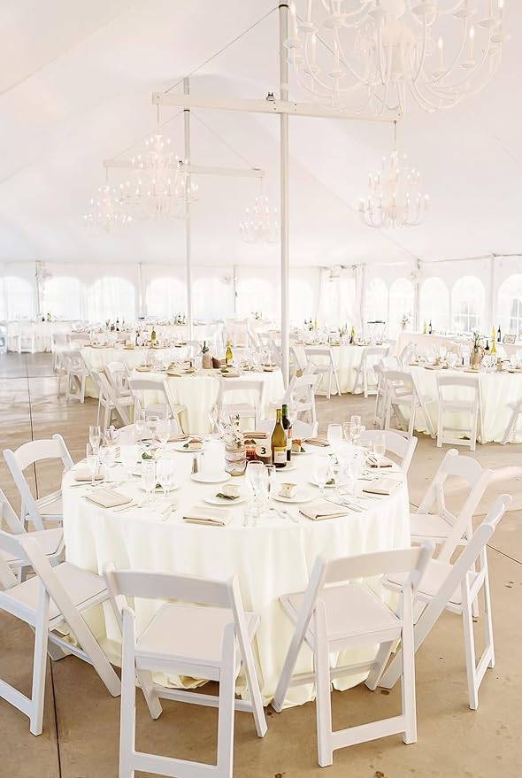 fani 10 Pack 108 Inch Round Tablecloth, Ivory Polyester Fabric Table Cloth for Round Table, Stain and Wrinkle Washable Table Cover for Wedding Party Dining Table Buffet Banquet Restaurant and Camping