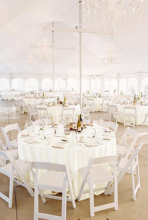 fani 8 Pack Polyester Round Tablecloth 108 Inch Ivory Circular Tables Cloth, Stain and Wrinkle Resistant Washable Round Table Cover for Wedding Party Kitchen Dining Table Buffet Parties Camping