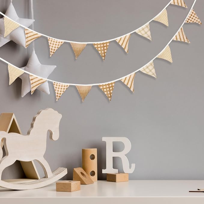 Oudain 2 Pcs Pennant Banner Flags Nursery Garland Triangle Bunting Flags Playroom Wall Decor Banner for Nursery Baby Shower Birthday Boho Wedding Party Event, Each 7.75 ft(Vivid Color)