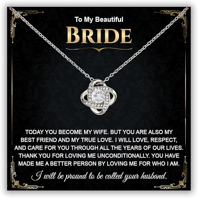 Groom To Bride Necklaces, Groom To Bride Necklace Gifts With Message Card, Groom To Bride Necklace For Wedding Day, To My Bride Necklace, Bridal Shower Necklace Gifts For Bride To Be