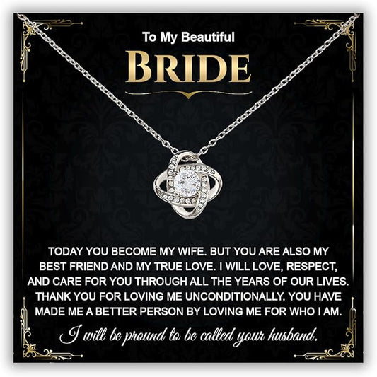 Groom To Bride Necklaces, Groom To Bride Necklace Gifts With Message Card, Groom To Bride Necklace For Wedding Day, To My Bride Necklace, Bridal Shower Necklace Gifts For Bride To Be