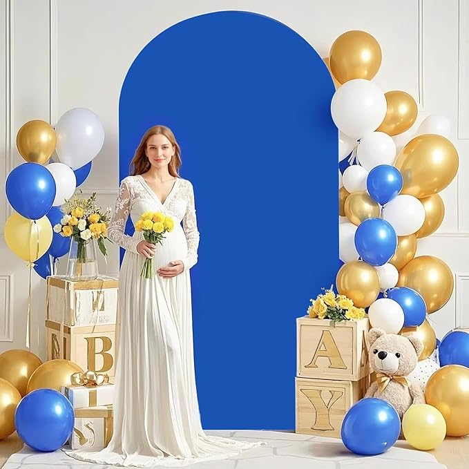 Royal Blue Arch Cover 6ft Spandex Arch Cover Round Top Arch Stand Cover Stretchy Arch Wall Cover Classic Chiara Arch Cover Backdrop Fabric Fitted Arched Cover for Wedding Theme Party Decor