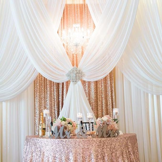 Rose Gold Sequin Backdrop Curtain 6 Pcs 2ftx8ft Wedding Party Backdrop Silver Sparkly Fabric Curtains for Wedding Christmas Party Decor