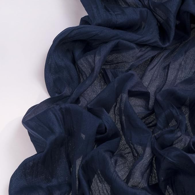 DeZerlor Navy Blue Cheesecloth Table Runner Spring Easter Table Runner Boho Gauze 120 Inches Navy Cheese Cloth Table Decor for Wedding Bridal Baby Shower Parties