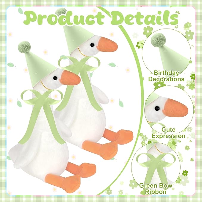 39 Pcs Adopt a Silly Goose Party Favor Include 12 Silly Goose Stuffed Animal 12 Mini Hat 12 Adoption Card 1 Adoption Sign 1 Ribbon 1 Fence for Baby Shower Party 1st Birthday Decoration