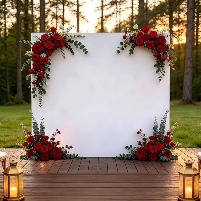 Square Metal Arch Backdrop Stand and Cover Set 6.6x6.6FT Gold Arch Frame with White Cover for Birthday Party Wedding Ceremony Baby Shower Graduation Event Decoration