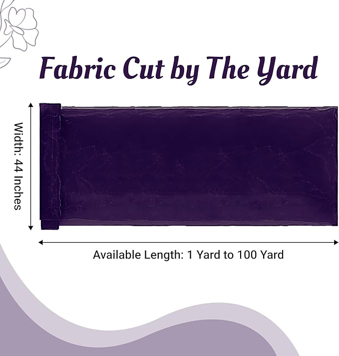 MDS Pack of 25 Yard Sheer Organza Fabric for Wedding Party Home Event Banquet Decorations, Backdrop Curtain Craft Dress Sewing Fashion DIY Crystal Organza Tulle Fabric Bolt 44” Wide - Purple