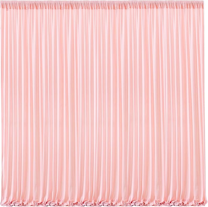 Blush Pink Backdrop Curtains-Wrinkle-Free Polyester Photography Drapes Party Curtain Background for Baby Shower Wedding Decorations- 16 X10FT