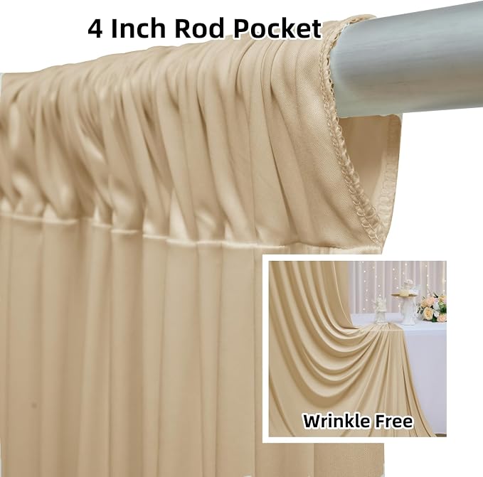 50ftx12ft Beige Backdrop Curtains for Wedding-Wrinkle Free Backdrops Curtain Drapes Fabric Decorations Photo Back Drop Cloth for Baby Shower Photography Stage Reception 10Panels 12ft(H) x 5ft(W)
