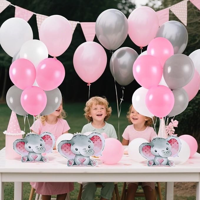 6 Sets Elephant Baby Shower Balloon Stand Kit for Tables Elephant with Balloon Centerpieces Party Decor for Girls 3D Table Decoration for Kids Party Baby Shower Photo Props Supplies