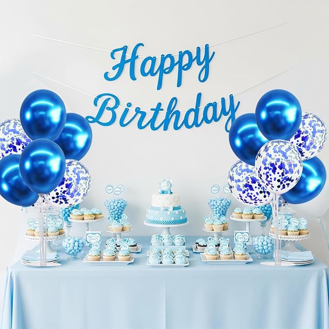 TONIFUL 4 Set Blue Balloon Stand Centerpieces for Table,Balloon Table Stand Kit,Blue Balloon Decorations for Birthday,Fathers Day,Baby Shower,Retirement,Class of 2026 Graduation Decorations