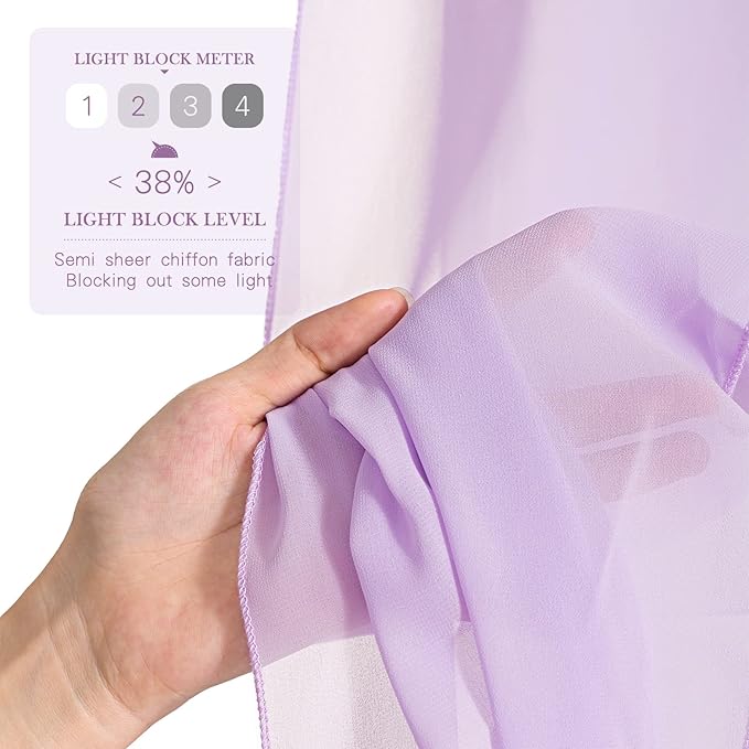 Sheer Backdrop Curtains Purple Chiffon Backdrop 5ft x 10ft 2 Pieces Butterfly Party Backdrop
