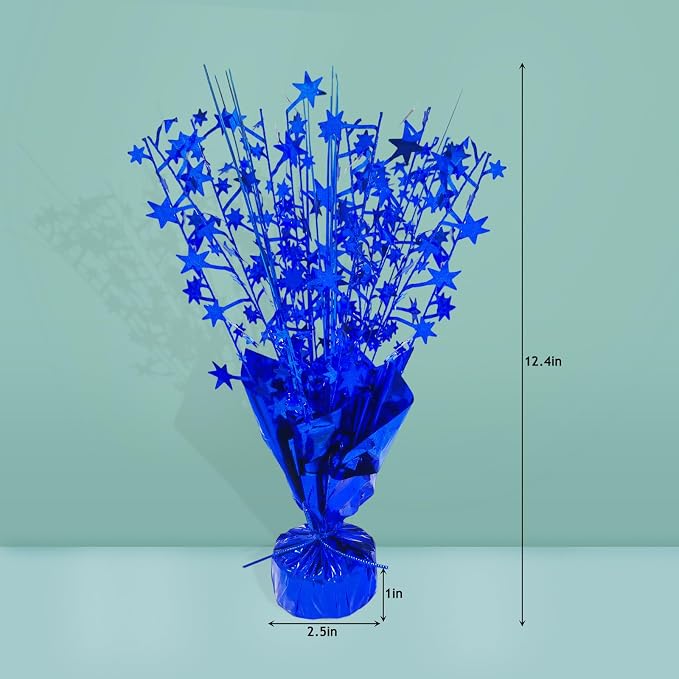 6 Pcs Metallic Foil Star Burst Table Centerpieces Patriotic Decoration for Wedding Birthday Graduation Veteran Day Memorial Day Holiday Party Supplies（Blue)
