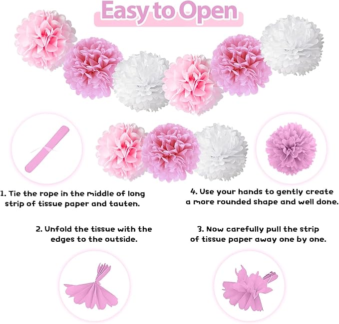 Pink Bow Birthday Party Supplies,Coquette Birthday Decorations,Include Pink and White Bow Balloons Happy Birthday Banner Fringe Curtain Tissue Paper Pompoms Garland
