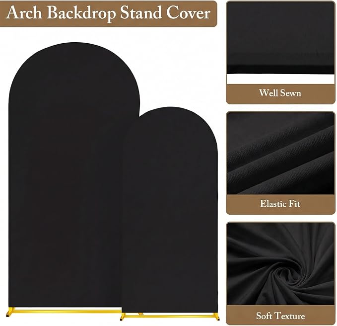 Toolterritary Metal Arch Backdrop Stand and Cover Set, 8FT, 7.2FT Party Backdrop, Easy to Assemble, Backdrop Stand for Parties, Birthday, Baby Shower