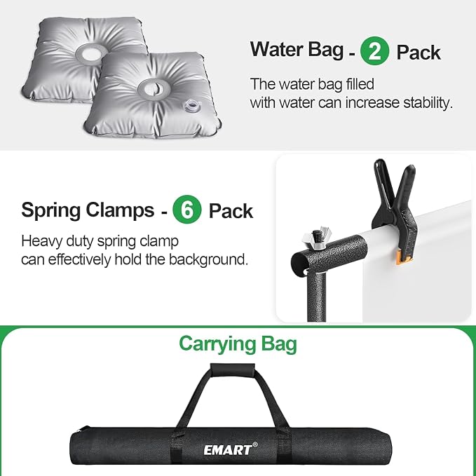 EMART Portable Backdrop Stand Kit with Foldable Cross Flat Base, Adjustable 7ft Height 10ft Width Pipe and Drape Background Hanging Frame Bar for Photography Party Wedding Birthday Photo Studio