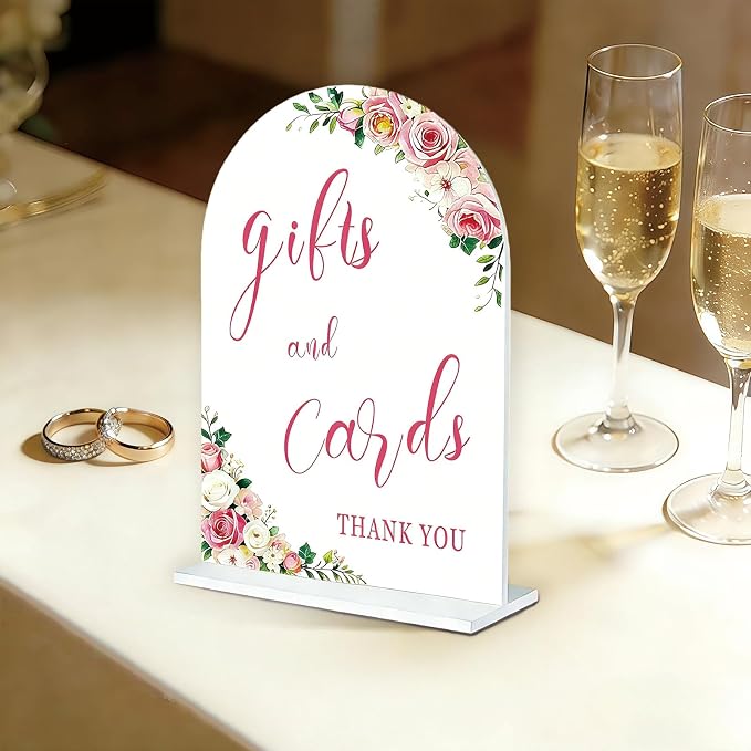 Acrylic Wedding Signs Decor - Arch Wedding Sign with Base, Wedding Decorations for Reception Romantic Wedding Anniversary and Event Decoration Scenarios 4.7 * 6.8 Inch(size:S1)