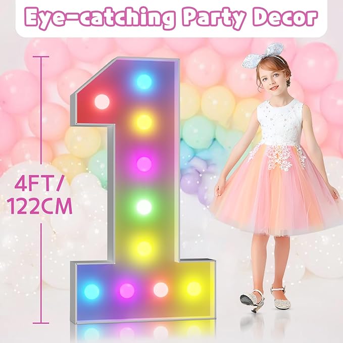 Marquee Numbers Colorful 90th Birthday Decoration: 4FT Large Light Up 90 Year Old Birthday Decorations Anniversary Backdrop Cardboard Sign 18 Colors Number 90 Mosaic Balloon Frame