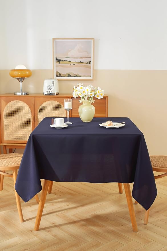 5 Pack Square Tablecloth 70 x 70 Inch Navy Blue Tablecloth, Polyester Fabric Washable Table Cloth for Home, Party, Wedding or Restaurant Use.