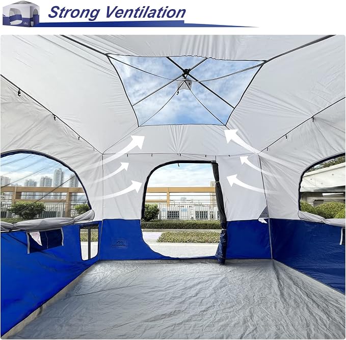 KAMPKEEPER Camping Inner Tent for Pop Up Canopy, Converts 10'x10' Straight Leg Canopy into Camping Tent–Fully Vented Roof(Top & Frame NOT Included) (Navy Blue, with Dog Hole)