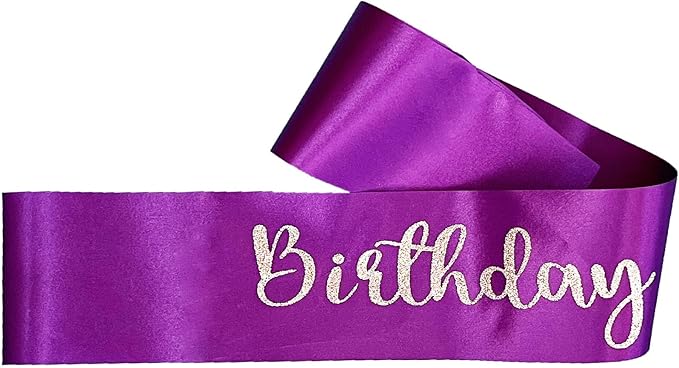 10Pcs Birthday Squad Sash Silver Glitter Purple Satin Sashes Funny Birthday Sashes Birthday Party Supplies Gifts