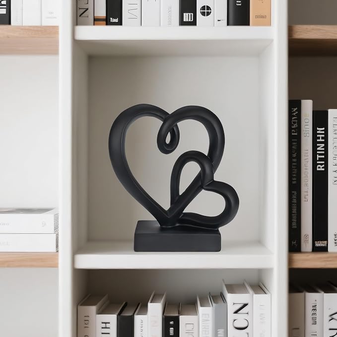 Wedding Anniversary Couples Gifts-Two Hearts Decor Resin Statue,1st to 50th for Her/Him,Engagement Present, Shimmering Love Symbol for Couple, Romantic Home Accent