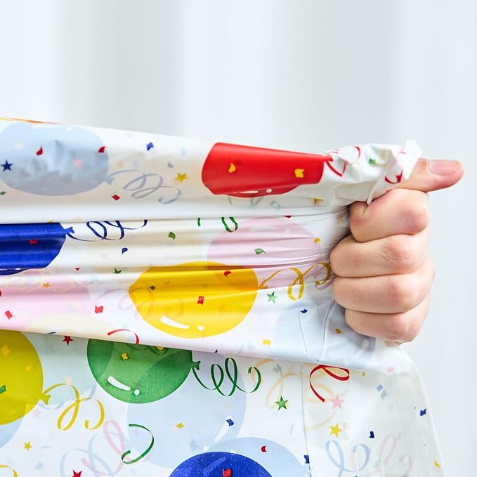 Plastic Tablecloth Roll – 54" x 100' Plastic Tablecloths for Parties Disposable with Cutter Box - Cut to Size Disposable Tablecloth for Rectangle & Round (Colorful Dots)
