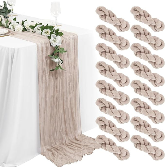 16 Packs Cheesecloth Table Runner Grey, 10Ft x 35"" Grey Rustic Gauze Boho Wedding Table Runner Decoration, Wedding Table Decor Table Cloth for Wedding Party Bridal Shower Table