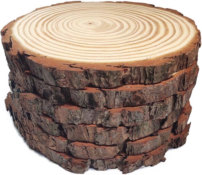 Large Round Rustic Wood Slices for centerpieces 8-9 inch 6 Pack (6 pcs 8-9inch)